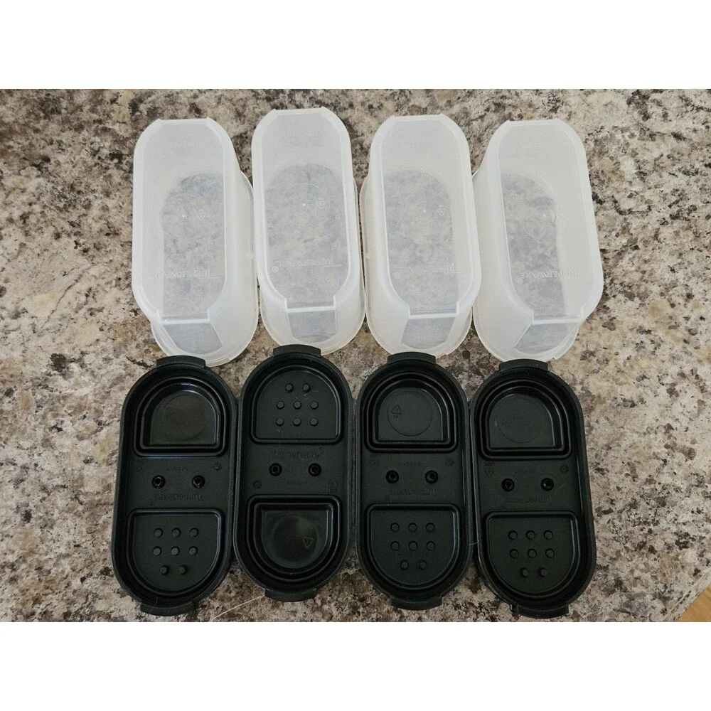 Set of 4 Tupperware Small Spice Shakers With White Lids EUC